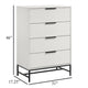 Noro Tall Dresser Chest 4 Storage Drawers Modern White Black Metal BM329236