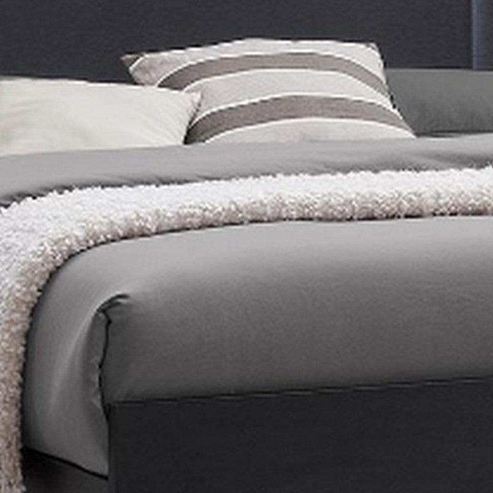 Dex 4 Piece Full Bedroom Set, Black, Gold Accents, LED Headboard