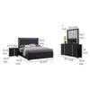 Dex 4 Piece Full Bedroom Set, Black, Gold Accents, LED Headboard