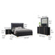 Dex 4 Piece Full Bedroom Set, Black, Gold Accents, LED Headboard