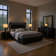 Dex 4 Piece Full Bedroom Set, Black, Gold Accents, LED Headboard