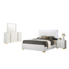 Dex 4 Piece Full Bedroom Set, White, Gold Accents, LED Headboard