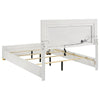 Dex 4 Piece Full Bedroom Set, White, Gold Accents, LED Headboard