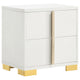 Dex 4 Piece Full Bedroom Set, White, Gold Accents, LED Headboard