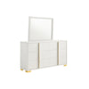 Dex 4 Piece Full Bedroom Set, White, Gold Accents, LED Headboard