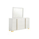 Dex 4 Piece Full Bedroom Set, White, Gold Accents, LED Headboard