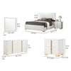 Dex 4 Piece Full Bedroom Set, White, Gold Accents, LED Headboard