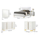 Dex 4 Piece Full Bedroom Set, White, Gold Accents, LED Headboard