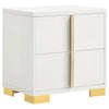 Dex 4 Piece Twin Bedroom Set, White, Gold Accents, LED Headboard