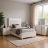 Dex 4 Piece Twin Bedroom Set, White, Gold Accents, LED Headboard