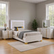 Dex 4 Piece Twin Bedroom Set, White, Gold Accents, LED Headboard