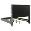 Jenny Queen Size Bed Wingback Fluted Upholstered Headboard Gray BM329241