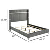 Jenny Queen Size Bed Wingback Fluted Upholstered Headboard Gray BM329241