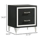 Jenny Nightstand 24 Inch 2 Drawers and Chrome Accents Modern Black BM329243