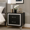 Jenny Nightstand 24 Inch 2 Drawers and Chrome Accents Modern Black BM329243