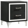 Jenny Nightstand 24 Inch 2 Drawers and Chrome Accents Modern Black BM329243