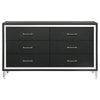 Jenny Wide Dresser 6 Drawers and Chrome Accents Modern Black Tone BM329244