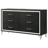Jenny Wide Dresser 6 Drawers and Chrome Accents Modern Black Tone BM329244