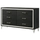 Jenny Wide Dresser 6 Drawers and Chrome Accents Modern Black Tone BM329244