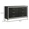 Jenny Wide Dresser 6 Drawers and Chrome Accents Modern Black Tone BM329244