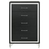 Jenny Tall Dresser Chest 5 Drawers and Chrome Accents Modern Black BM329245