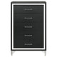 Jenny Tall Dresser Chest 5 Drawers and Chrome Accents Modern Black BM329245