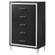 Jenny Tall Dresser Chest 5 Drawers and Chrome Accents Modern Black BM329245
