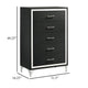 Jenny Tall Dresser Chest 5 Drawers and Chrome Accents Modern Black BM329245