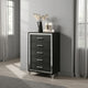 Jenny Tall Dresser Chest, 5 Drawers and Chrome Accents, Modern Black