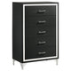 Jenny Tall Dresser Chest, 5 Drawers and Chrome Accents, Modern Black