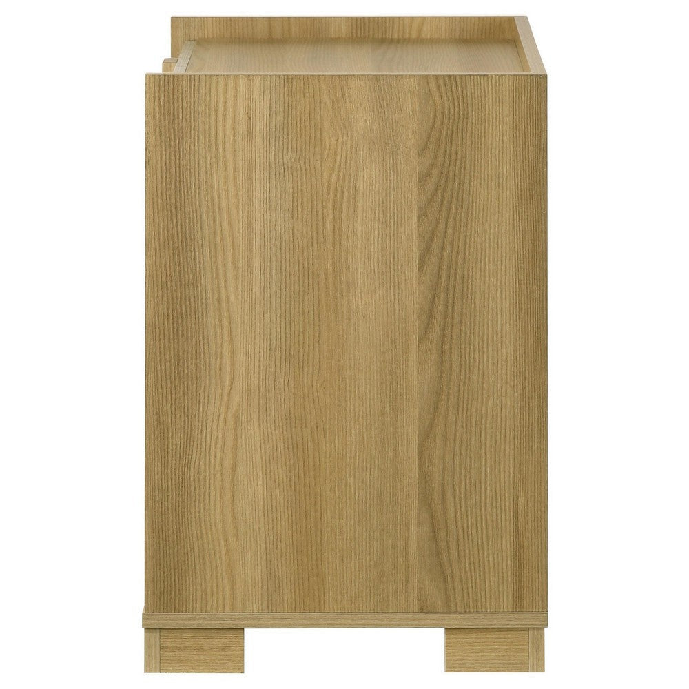 Hyle Nightstand 2 Drawers 24 Inch Modern Natural Brown and White BM329248
