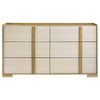 Hyle Wide Dresser 6 Drawers Modern Natural Brown and White Finish BM329249