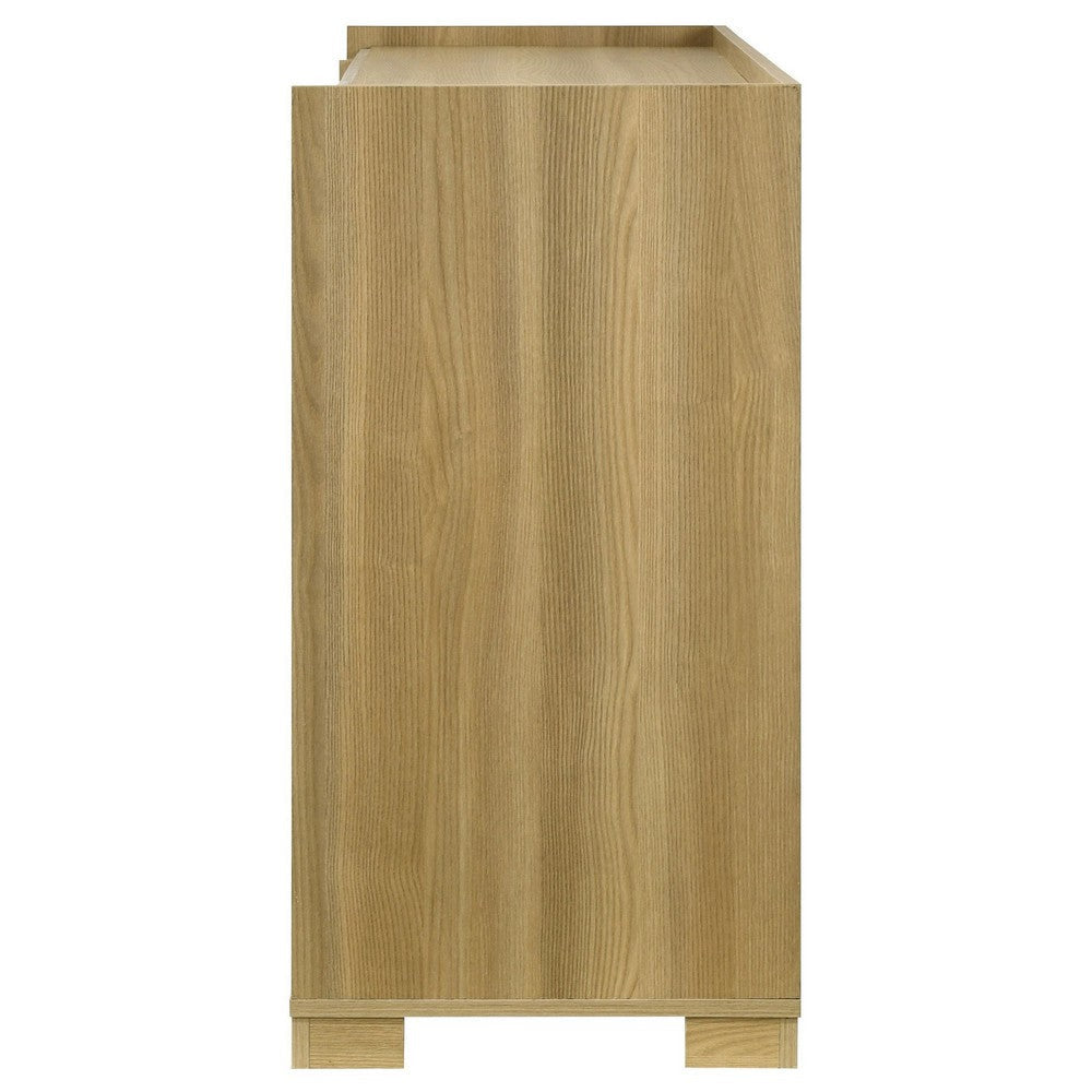 Hyle Wide Dresser 6 Drawers Modern Natural Brown and White Finish BM329249