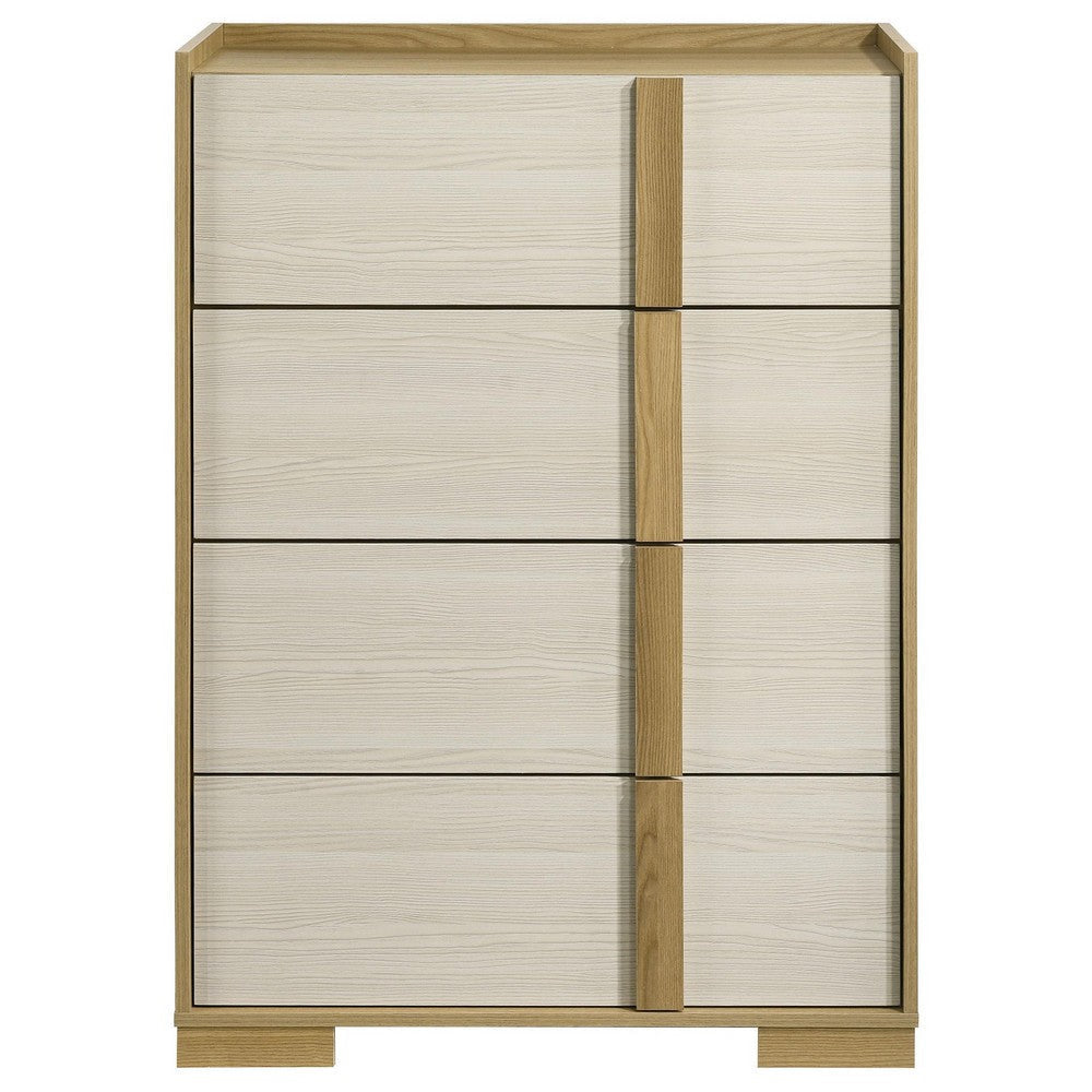 Hyle Tall Dresser Chest 4 Drawers Modern Natural Brown and White BM329250