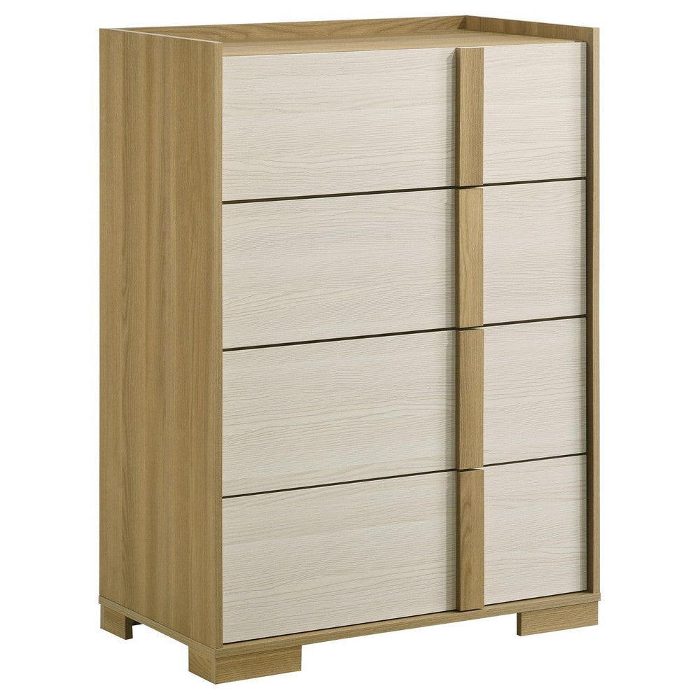 Hyle Tall Dresser Chest 4 Drawers Modern Natural Brown and White BM329250