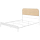Ammy Queen Bed Radio Weave Headboard Brown Faux Rattan White Metal