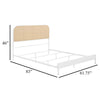 Ammy Queen Bed Radio Weave Headboard Brown Faux Rattan White Metal