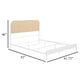 Ammy Queen Bed Radio Weave Headboard Brown Faux Rattan White Metal