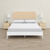 Ammy Queen Bed, Radio Weave Headboard, Brown Faux Rattan, White Metal
