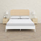 Ammy Queen Bed, Radio Weave Headboard, Brown Faux Rattan, White Metal