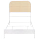 Ammy Twin Bed Radio Weave Headboard Brown Faux Rattan White Metal