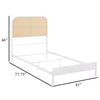Ammy Twin Bed Radio Weave Headboard Brown Faux Rattan White Metal