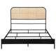 Ammy Queen Bed Radio Weave Headboard Brown Faux Rattan Black Metal