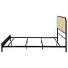 Ammy Queen Bed Radio Weave Headboard Brown Faux Rattan Black Metal
