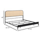 Ammy King Bed Radio Weave Headboard Brown Faux Rattan Black Metal