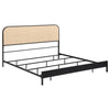 Ammy King Bed Radio Weave Headboard Brown Faux Rattan Black Metal