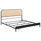 Ammy King Bed Radio Weave Headboard Brown Faux Rattan Black Metal