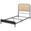 Ammy Twin Bed Radio Weave Headboard Brown Faux Rattan Black Metal