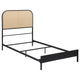 Ammy Twin Bed, Radio Weave Headboard, Brown Faux Rattan, Black Metal