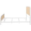 Lanie Queen Bed with Brown Open Cane Webbing Faux Rattan White Metal